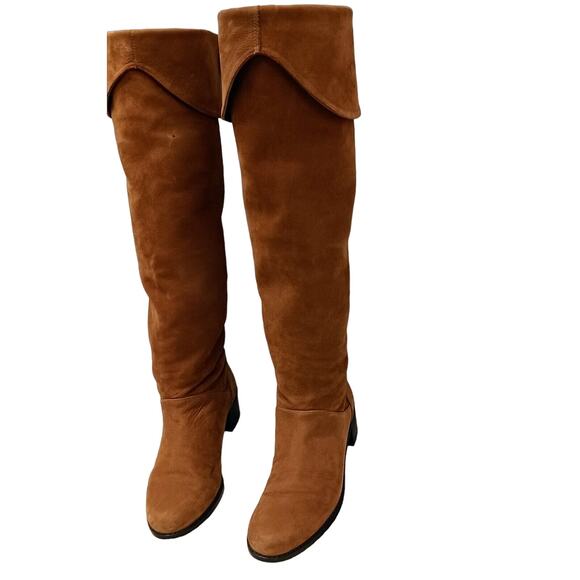 Stuart Weitzman Over the Knee Boot Size 6.5M SUEDE LEATHER Rust Brown Equestrian - Picture 1 of 16